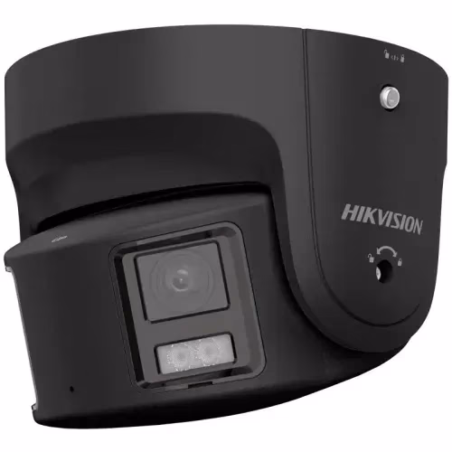 A Hikvision dual-lens security camera